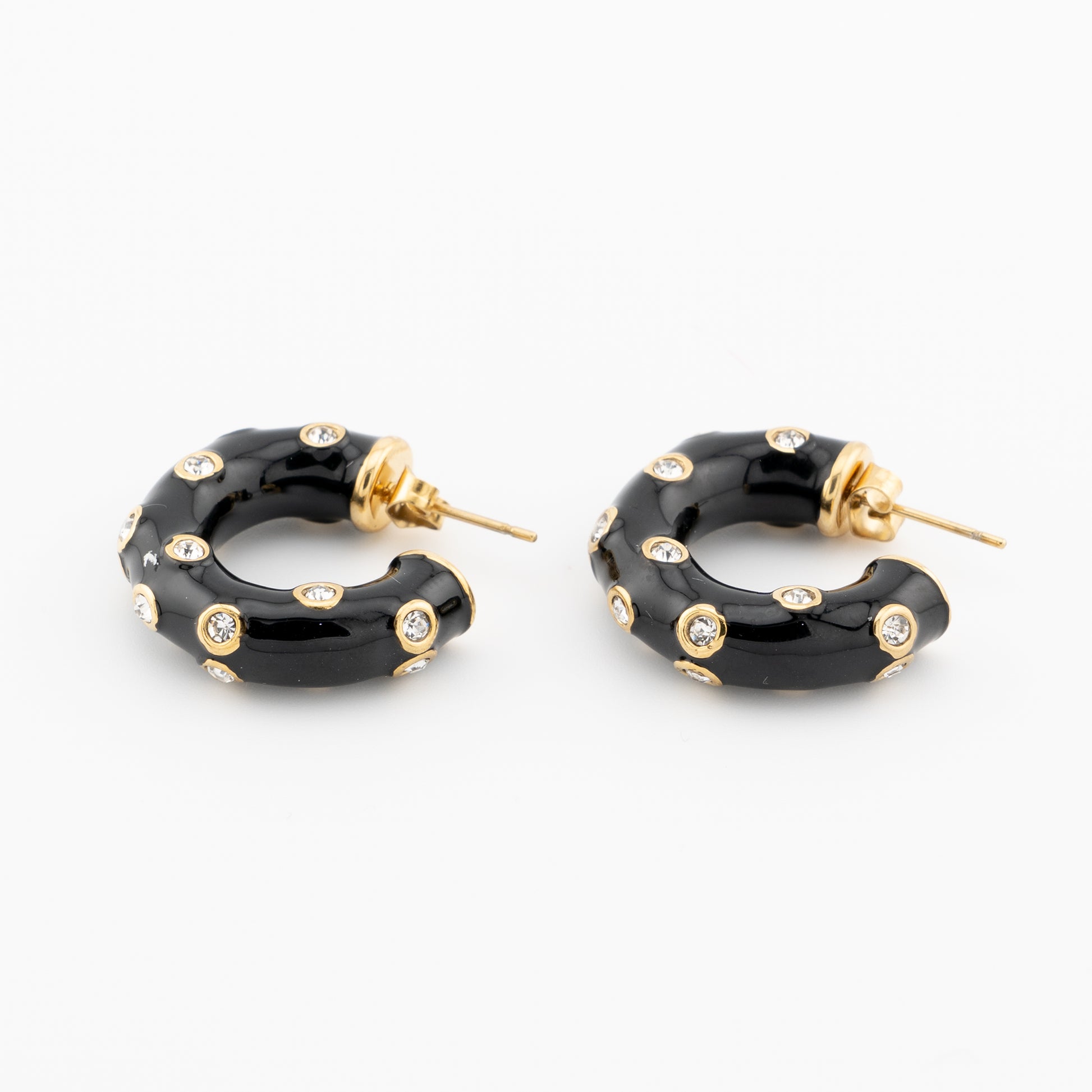Black Enamel Hoop Earrings