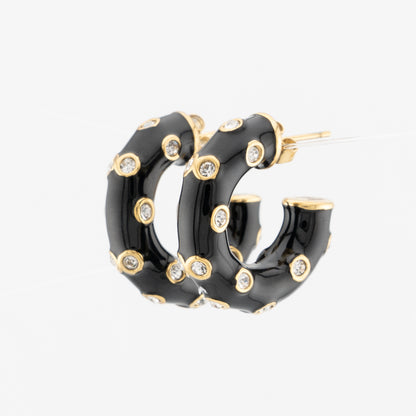 Black Enamel Hoop Earrings