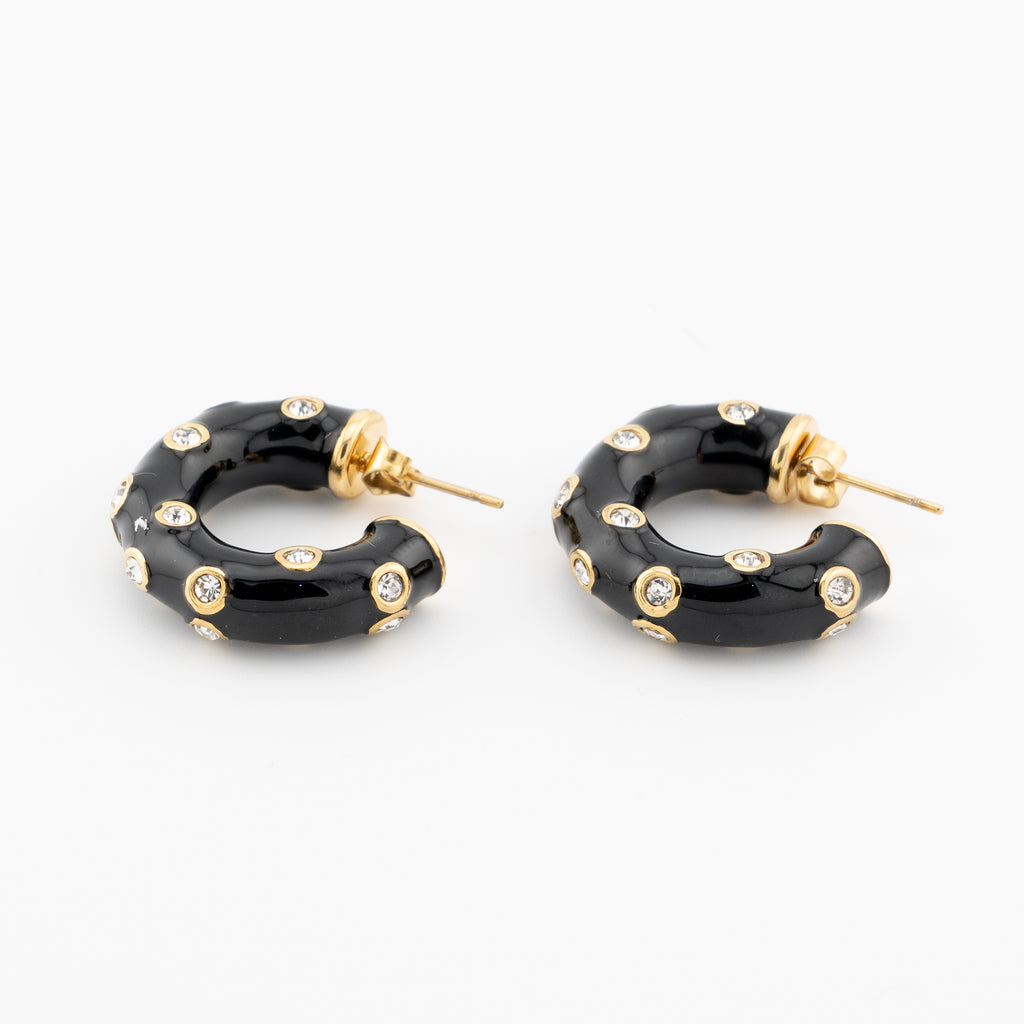 Black Enamel Hoop Earrings