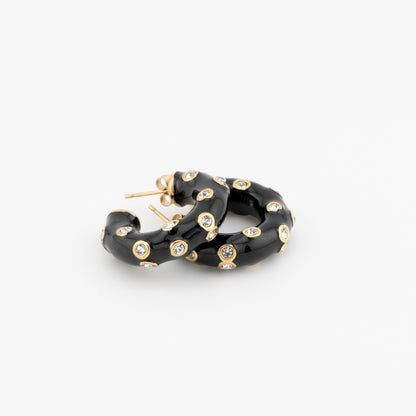 Black Enamel Hoop Earrings