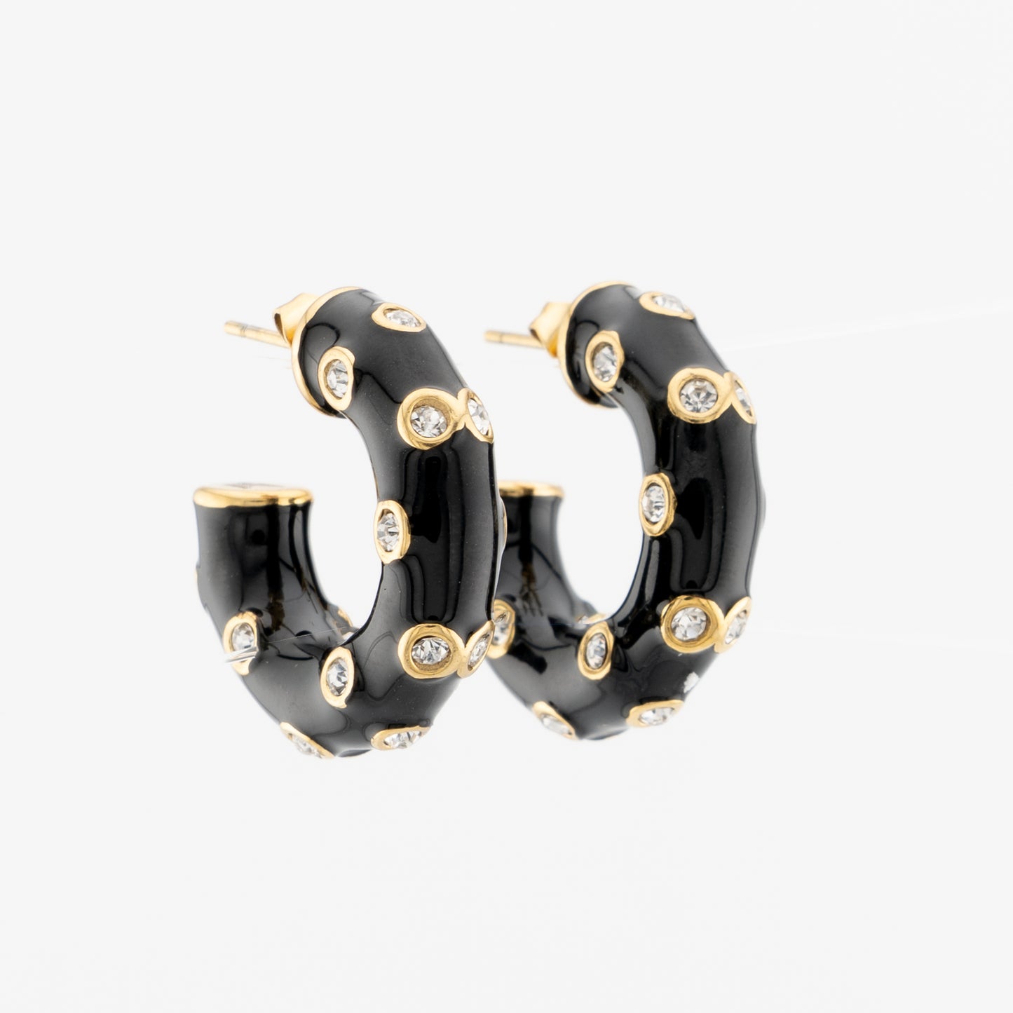 Black Enamel Hoop Earrings