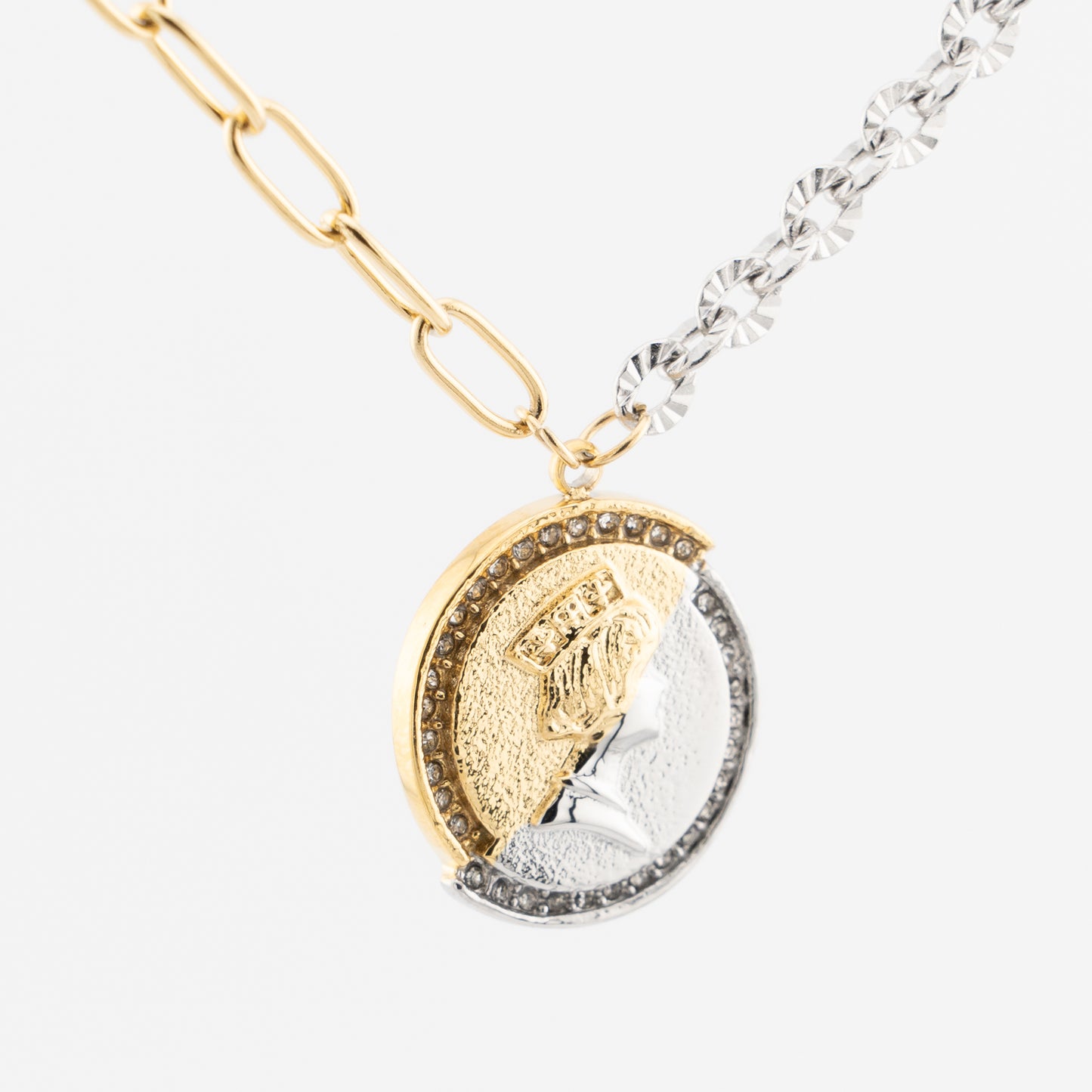 gold and silver roman coin pendant mamie pink 